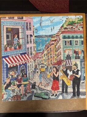 Colorful Lisbon Street Scene 1000 Piece Puzzle